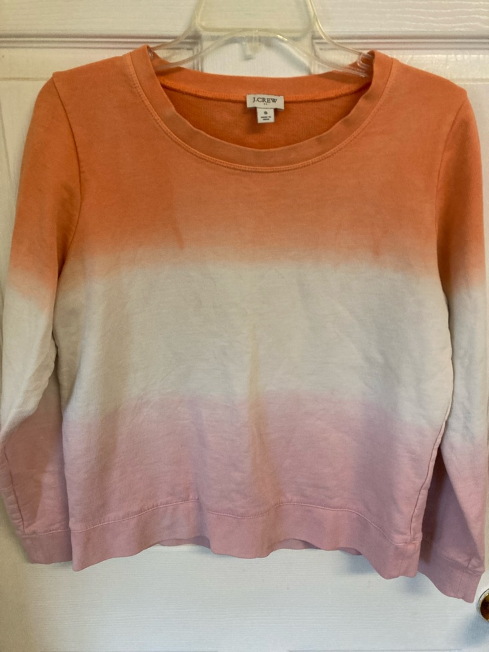 J. Crew Ombre Crewneck in Coral, White, Light Pink